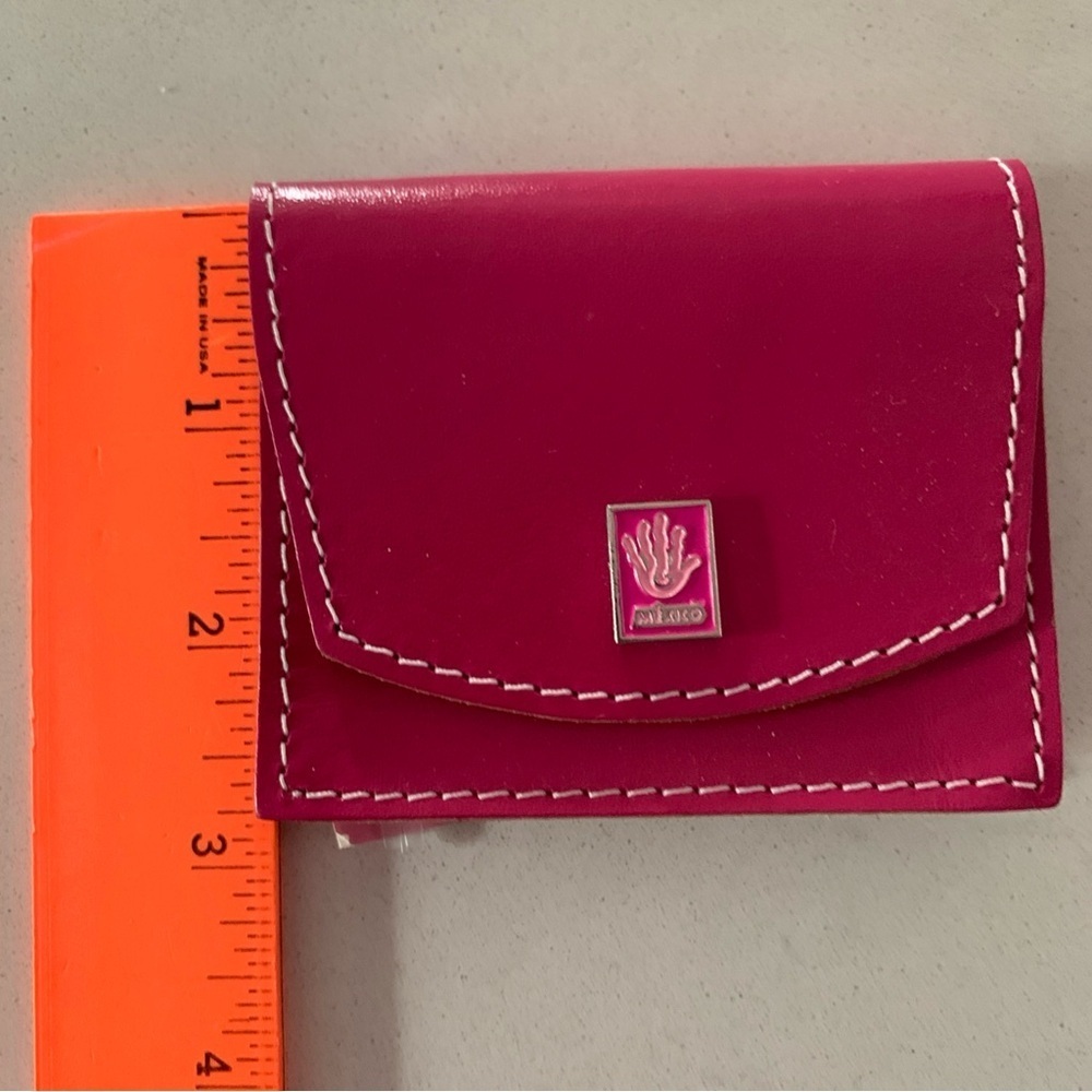 NWT Pink Leather Coin Purse with White Stitching Made in Mexico - Picture 5 of 6